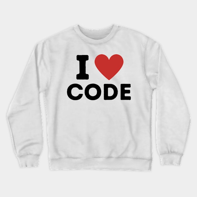 I Love Code Simple Heart Design Crewneck Sweatshirt by Word Minimalism